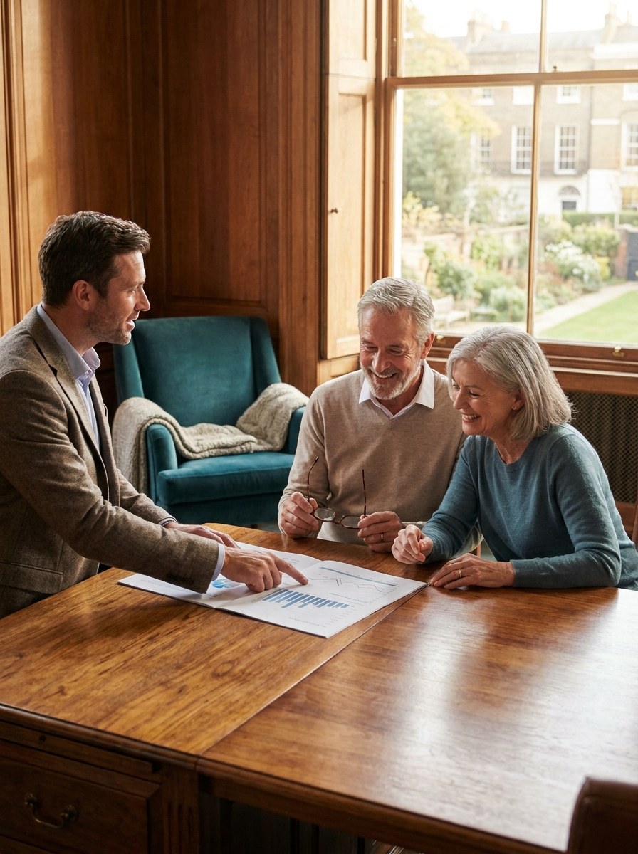 Advisor reviewing a retirement plan with clients